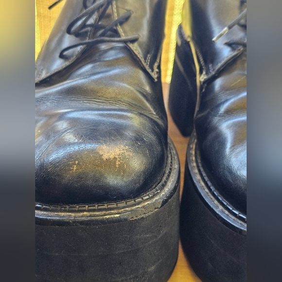 Vintage John Fluevog Women's Platform Shoes Size 9 Black Leather Lace Up Oxford - Picture 9 of 11